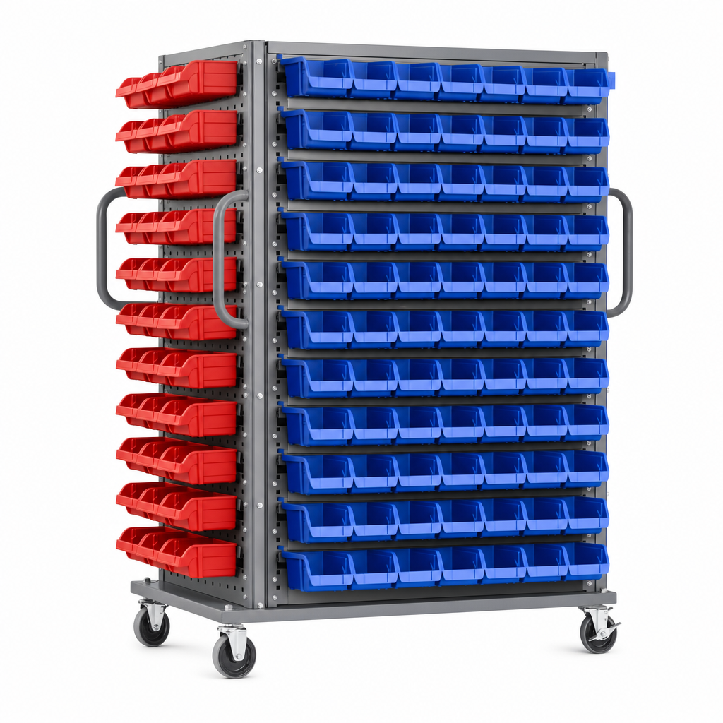 Double Sided Bin Trolley with 126 Picking Bins