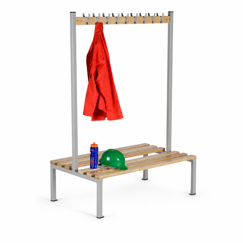 Double Sided Changing Room Bench with Coat Rack