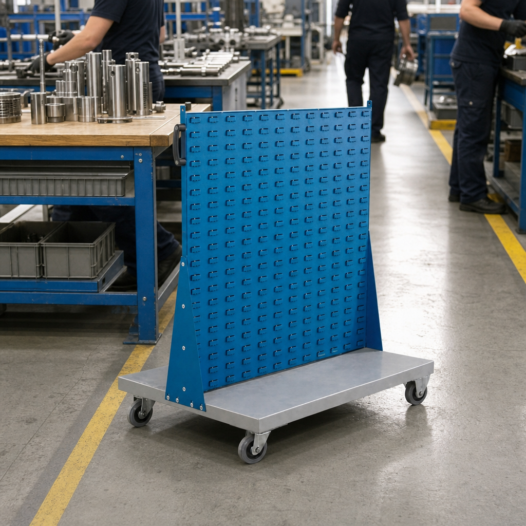 Double Sided Louvre Panel Trolley Without Bins