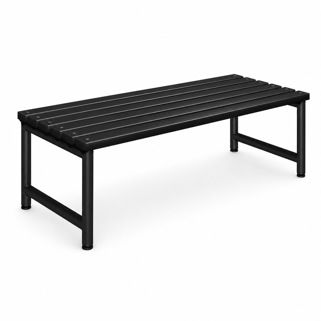 Double Sided Polymer Cloakroom Bench with Black Slats