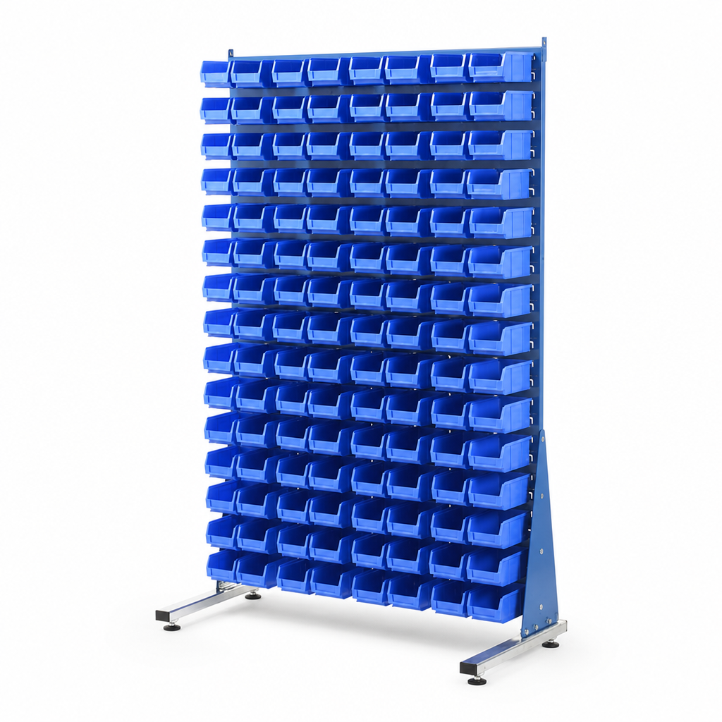 Double Sided Small Parts Rack with Storage Bins 1600h x 1000w