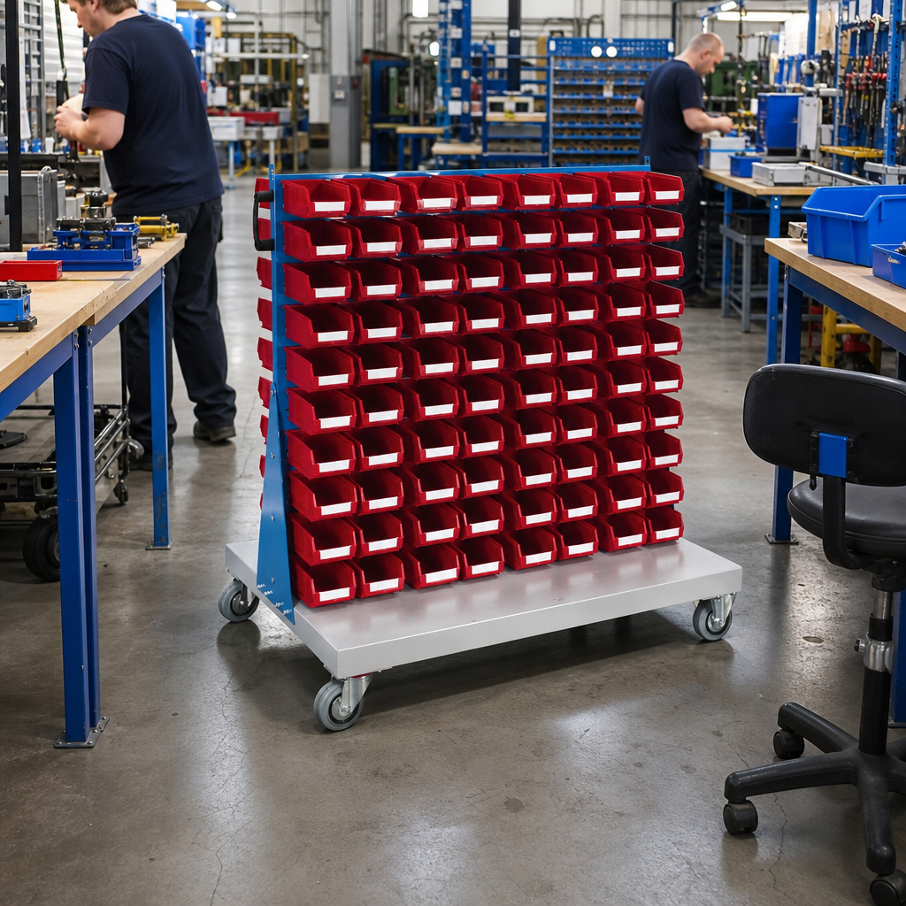Double Sided Trolley with Picking Bins for Small Parts