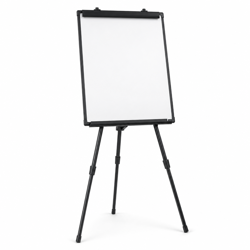 Dry Wipe Whiteboard and Flipchart Easel with Black Telescopic Leg