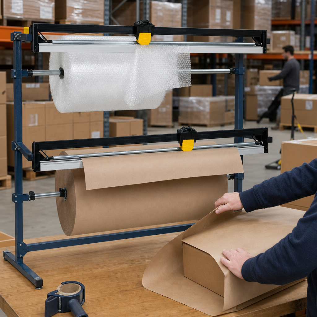 Dual Paper Roll Dispenser Stand with 1500mm Cutter