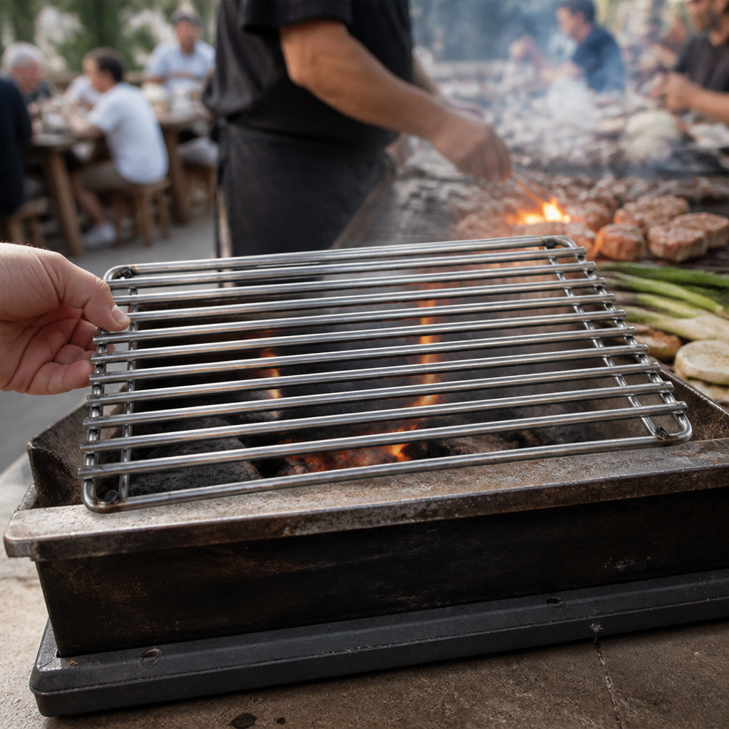 Commercial searing grate for XL Konro grill in stainless steel