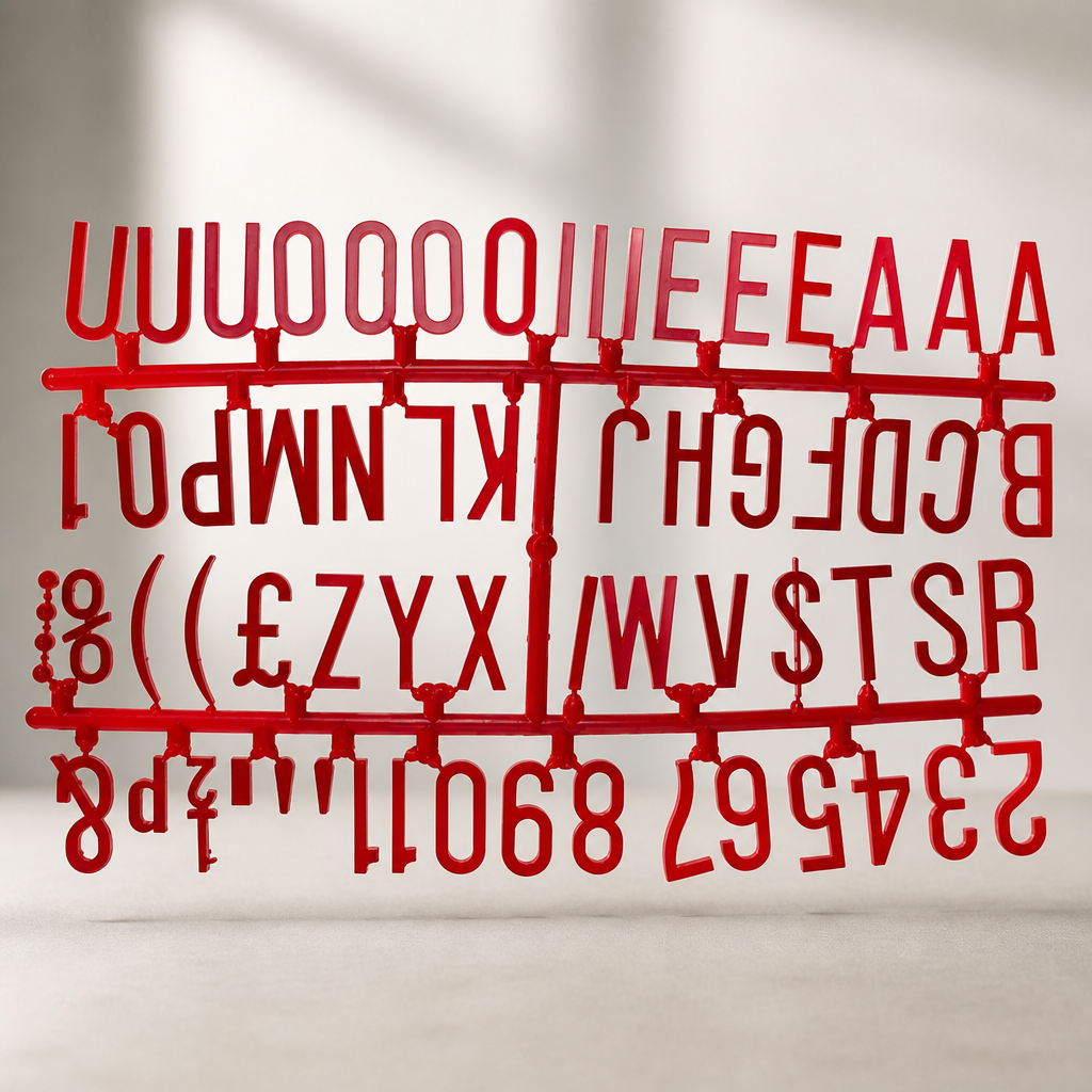 Commercial Peg Board Letter Set 390 Characters Red