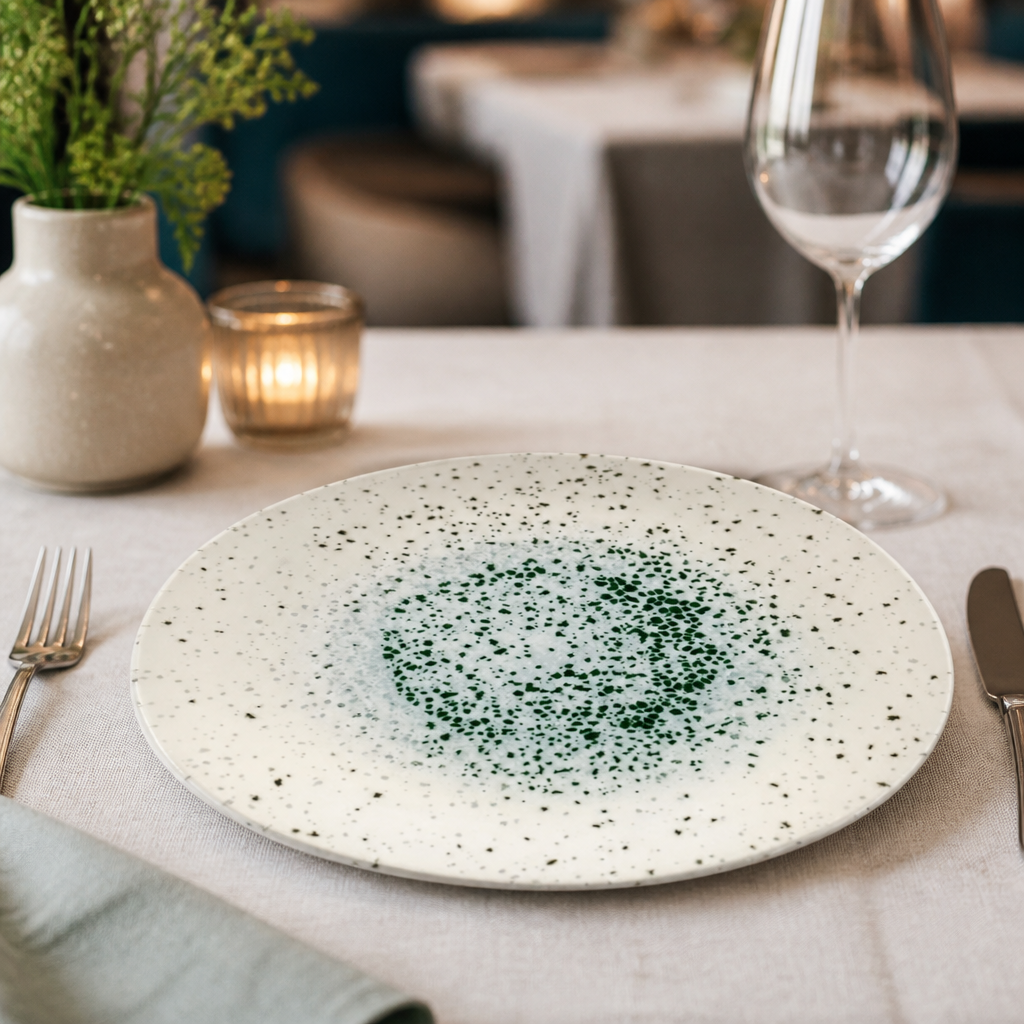 Commercial Organic Round Plates 264mm in green, 12 pack
