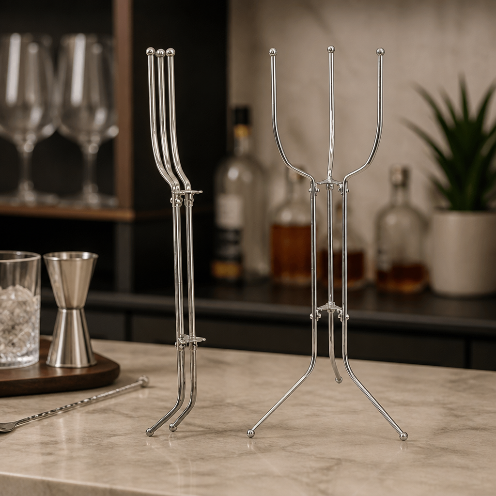 Commercial Folding Champagne Bucket Stand with 3-Prong Design