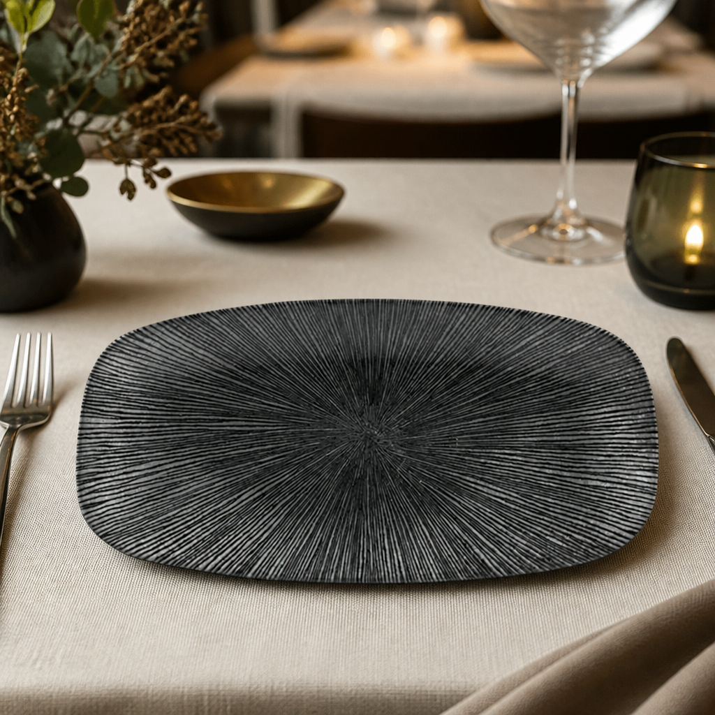 Commercial Oblong Chef Plates Black 298x153mm 12 Pack