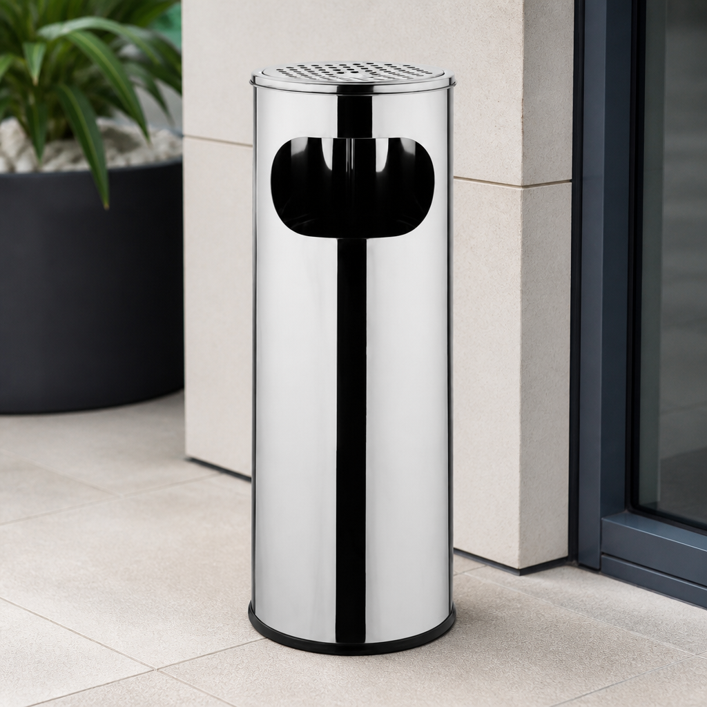 Commercial Outdoor Cigarette Bin 12L Capacity Stainless Steel