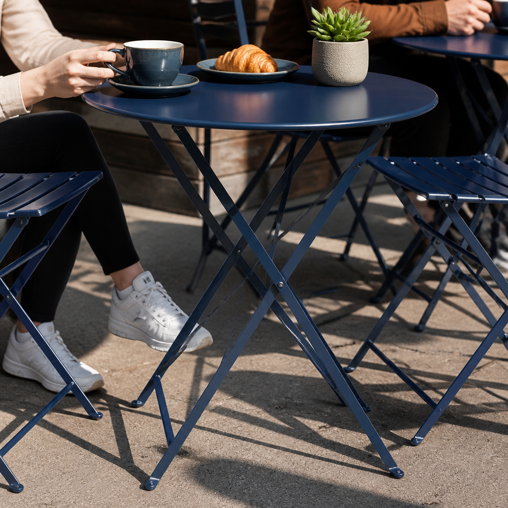 Commercial Outdoor Round Table 600mm Dark Navy Finish