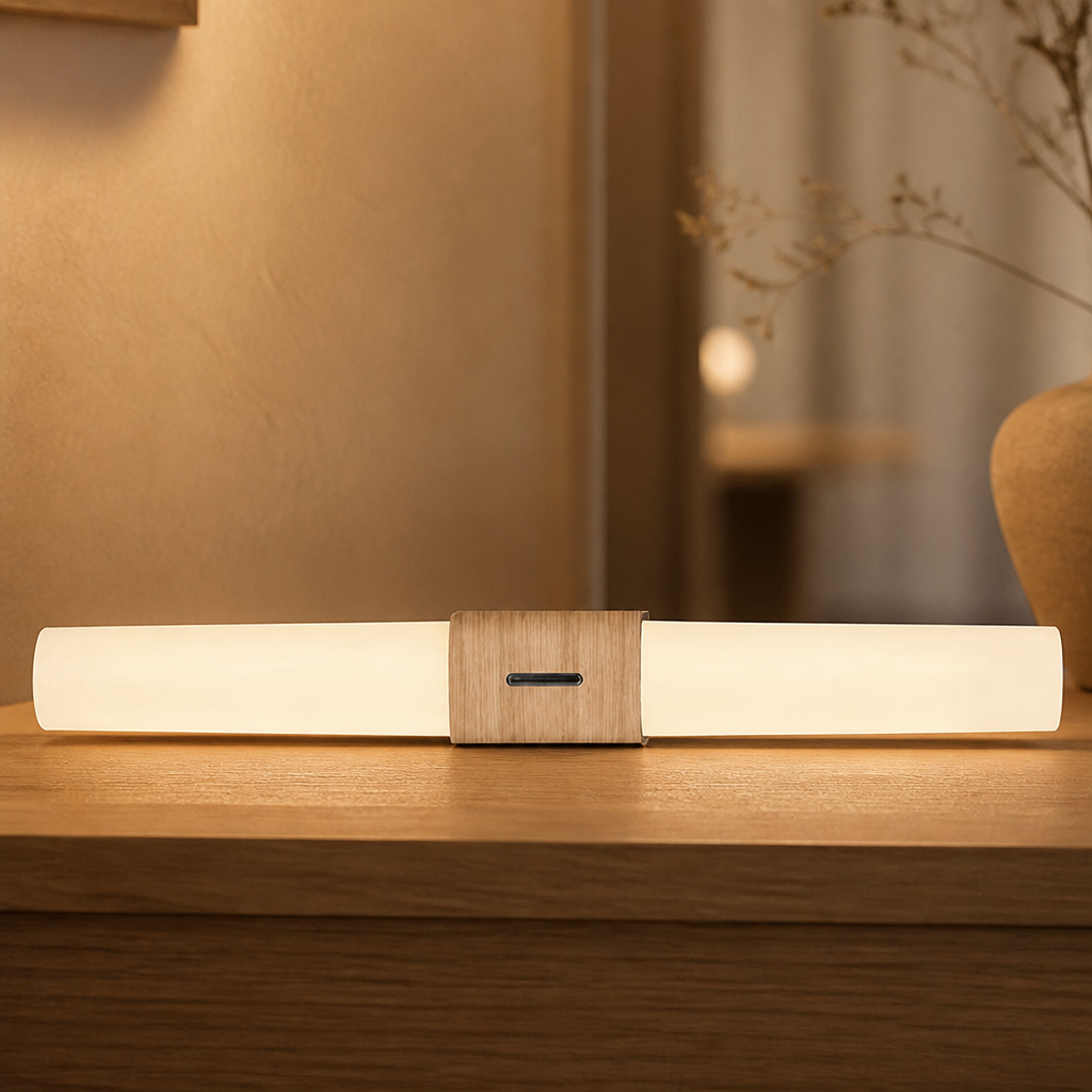 Double Basic Indoor Wall Light Wood Foil