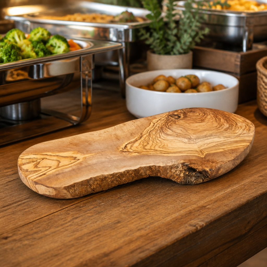 Commercial Olive Wood Oval Platters 400mm - 6 Pack