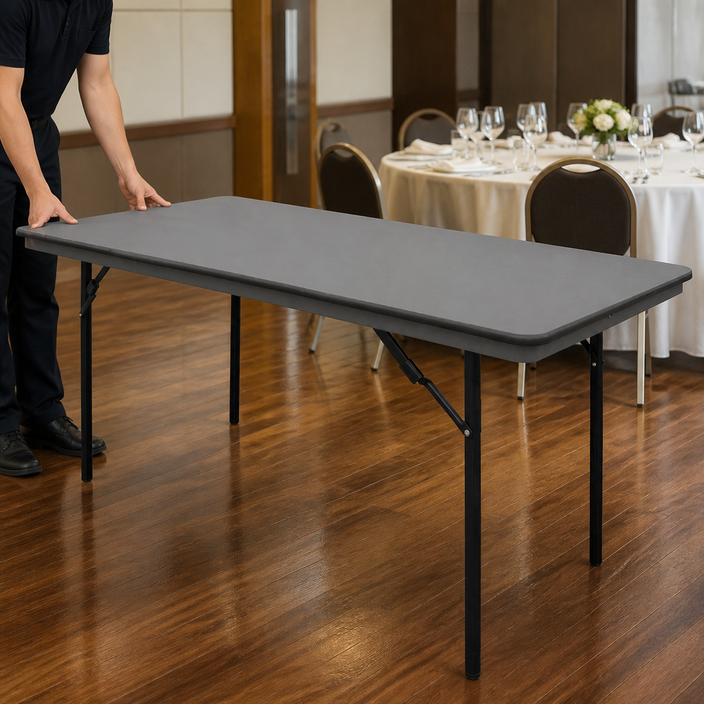 Commercial 5ft Folding Table with ABS Top and Steel Base