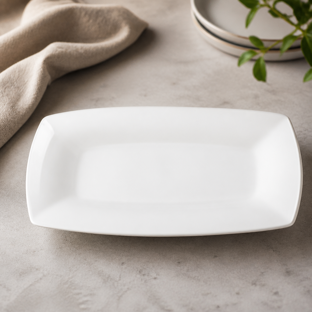 Commercial Porcelain Rectangular Platters 320mm - 12 Pack