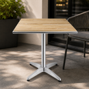 700mm Square Outdoor Bistro Table Top in Aluminium and Ash Wood