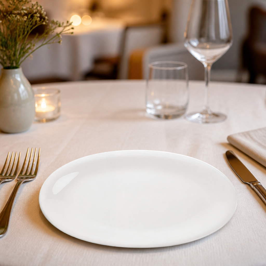 Commercial Bone China Oval Plates 180 x 280mm - 6 Pack