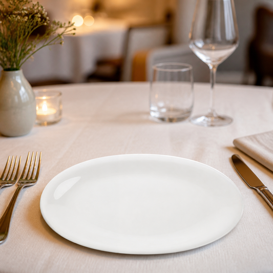 Commercial Bone China Oval Plates 180 x 280mm - 6 Pack