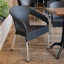 Commercial Stackable Wicker Bistro Chairs Charcoal 4 Pack