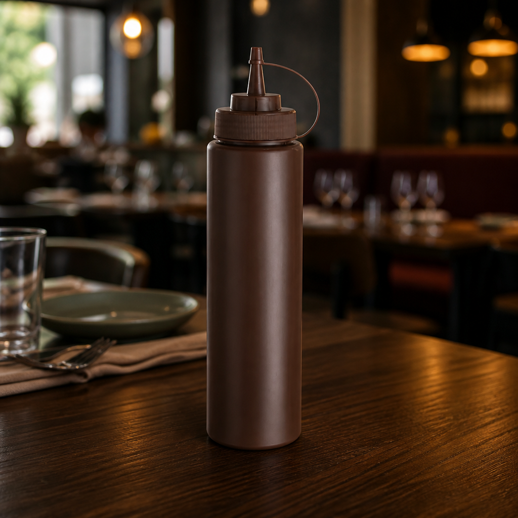 35oz Commercial Brown Squeeze Sauce Bottle for easy dispensing