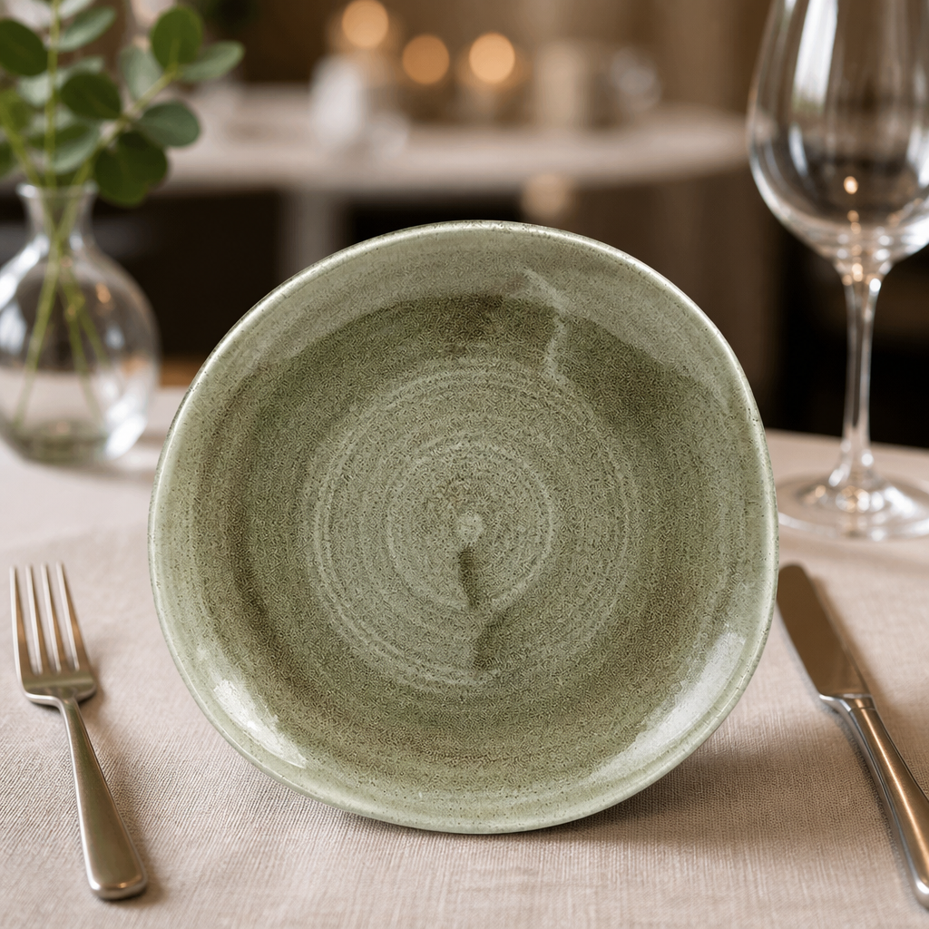 Commercial Round Plates Green 186mm - 12 Pack