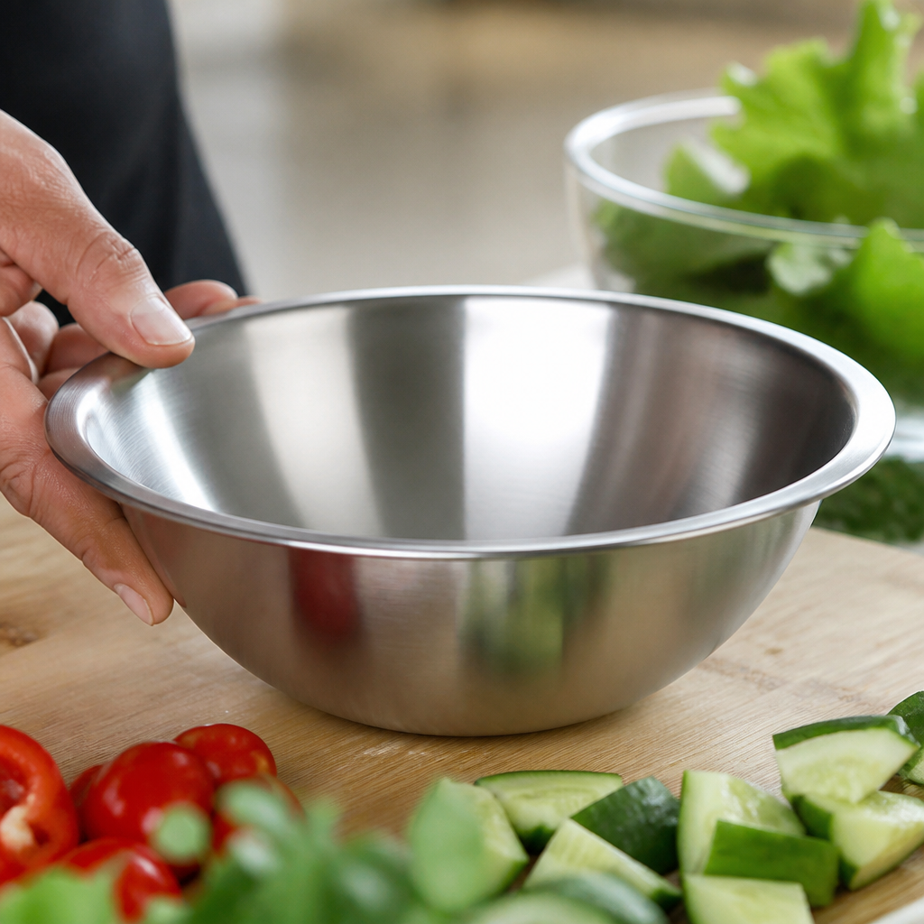 1Ltr stainless steel mixing bowl with stackable design
