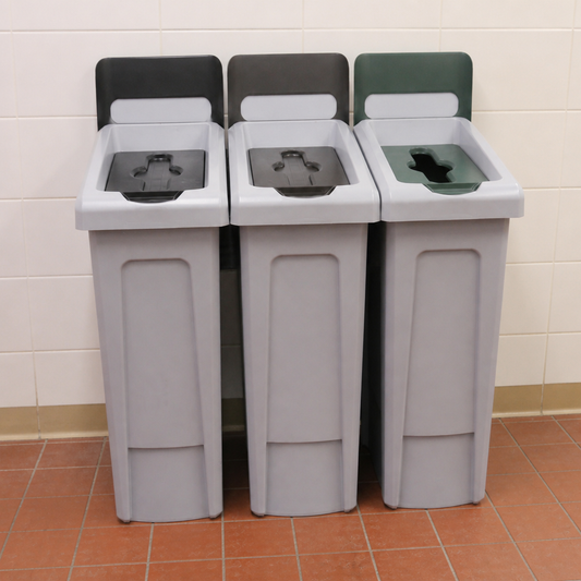 Commercial Recycling Station 3x 87Ltr Slim Design Bins