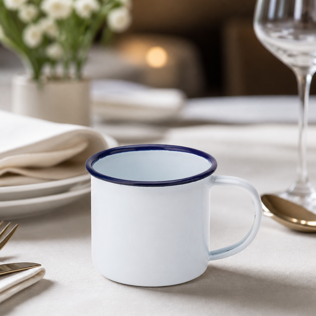 Commercial Enamel Mugs 155ml - 12 Pack Tableware Set