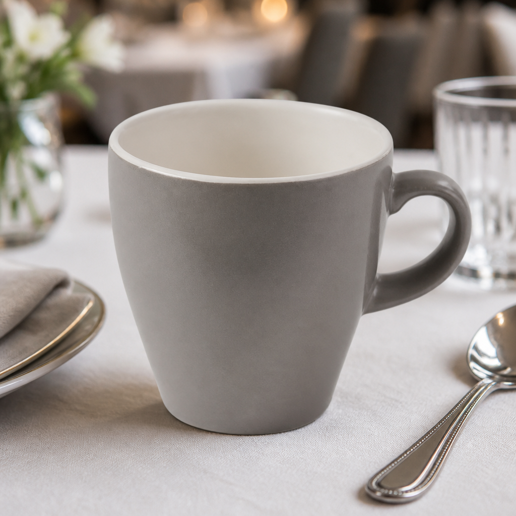 Commercial Tulip Cups Grey 280ml Super Vitrified Ceramic 12 Pack
