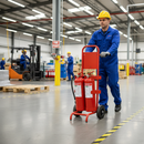 Heavy Duty Double Fire Extinguisher Trolley for Two Extinguishers with Pneumatic Tyres and Steel Frame for Easy Mobility