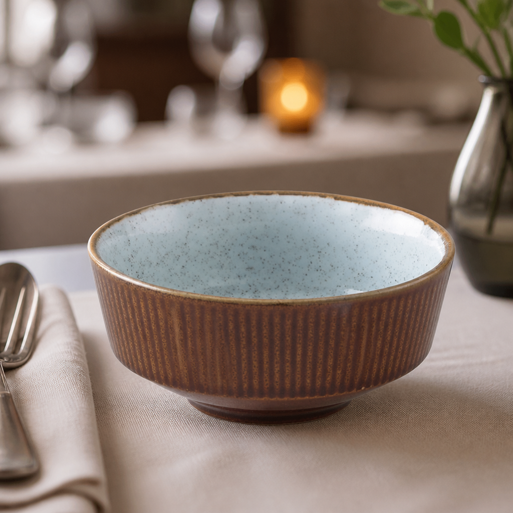Commercial soup bowls 465ml in cinnamon brown duck egg, 12 pack