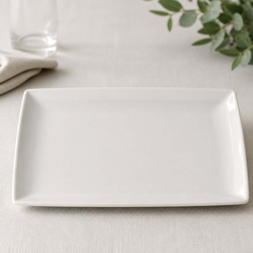 Commercial Porcelain Rectangle Plates Set of 6