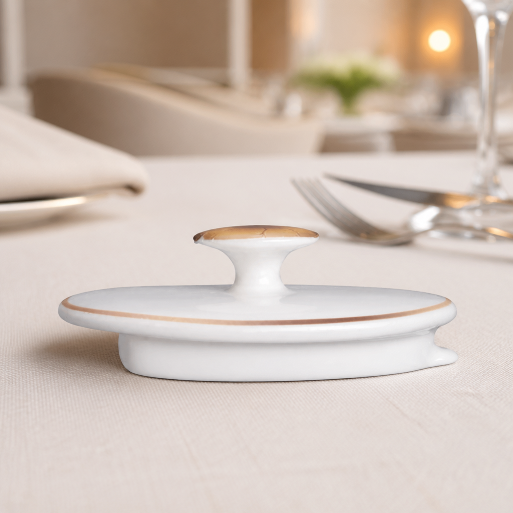 Commercial Bone China 2-Cup Oval Teapot Lids 6 Pack