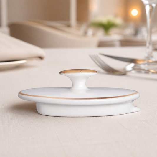 Commercial Bone China 2-Cup Oval Teapot Lids 6 Pack