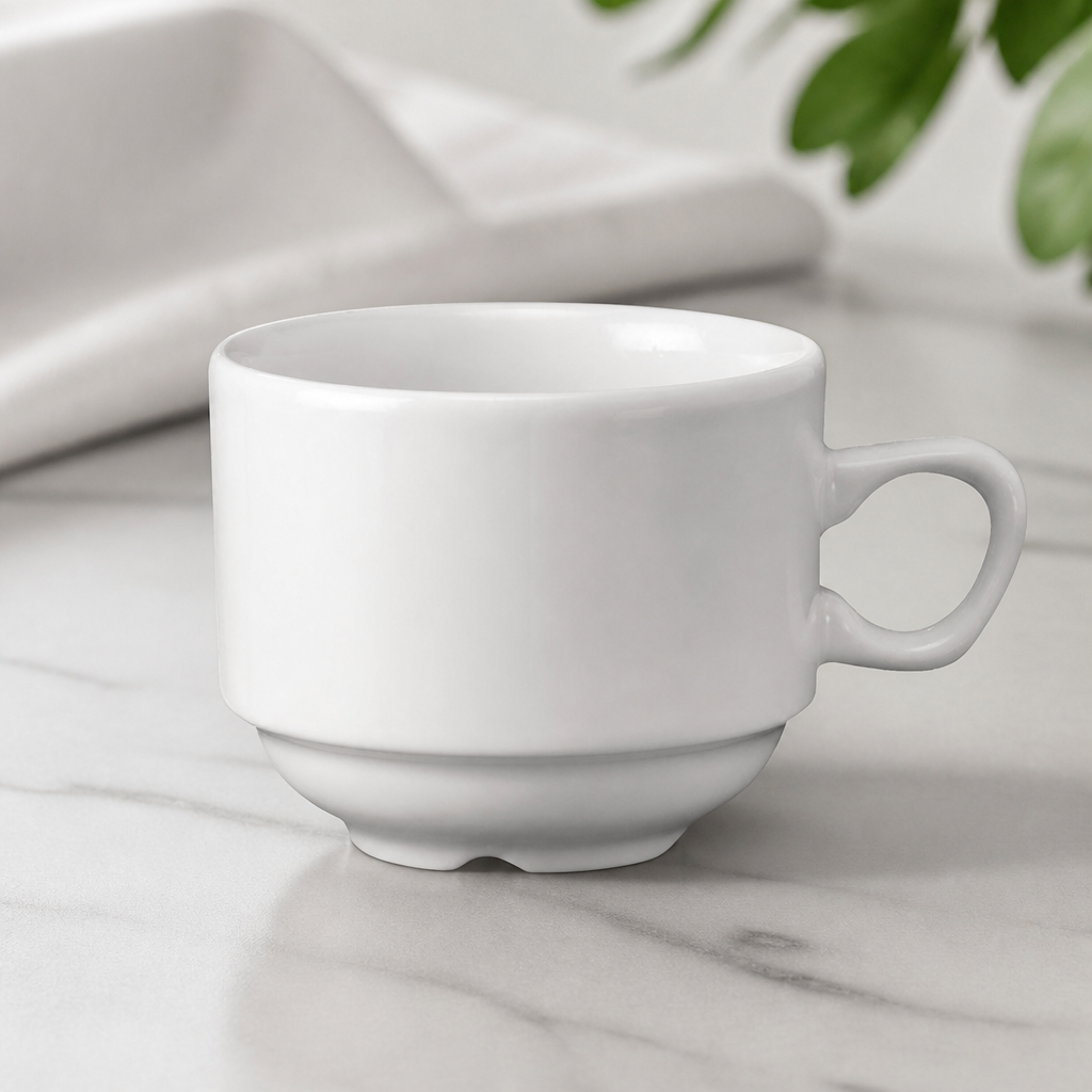 Commercial Stackable Tea Cups 212ml - 24 Pack Whiteware