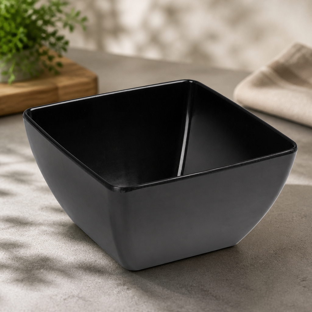 Commercial 8" Curved Black Melamine Serving Bowl