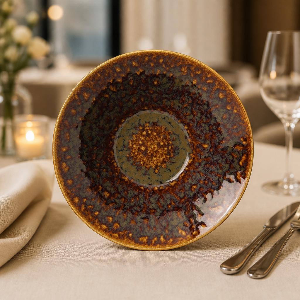 Commercial Porcelain Bowls 203mm Amber 12 Pack Vesuvius Range