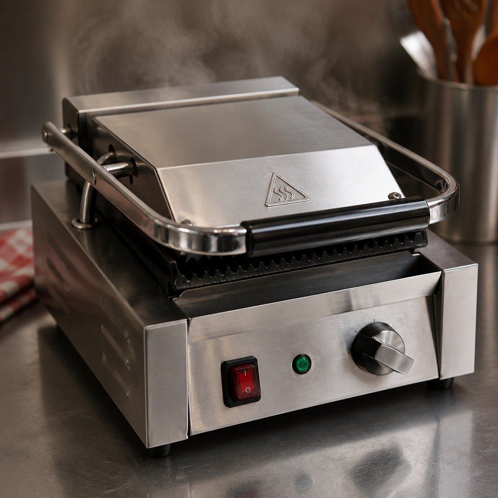 Commercial Ribbed Contact Grill with Enamelled Cast Iron Plates