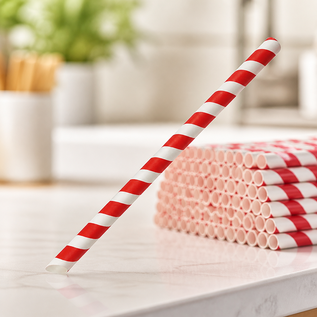 Compostable Bubble Tea Straws 12mm Red in a 150 pack