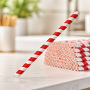 Compostable Bubble Tea Straws 12mm Red & White 150 Pack