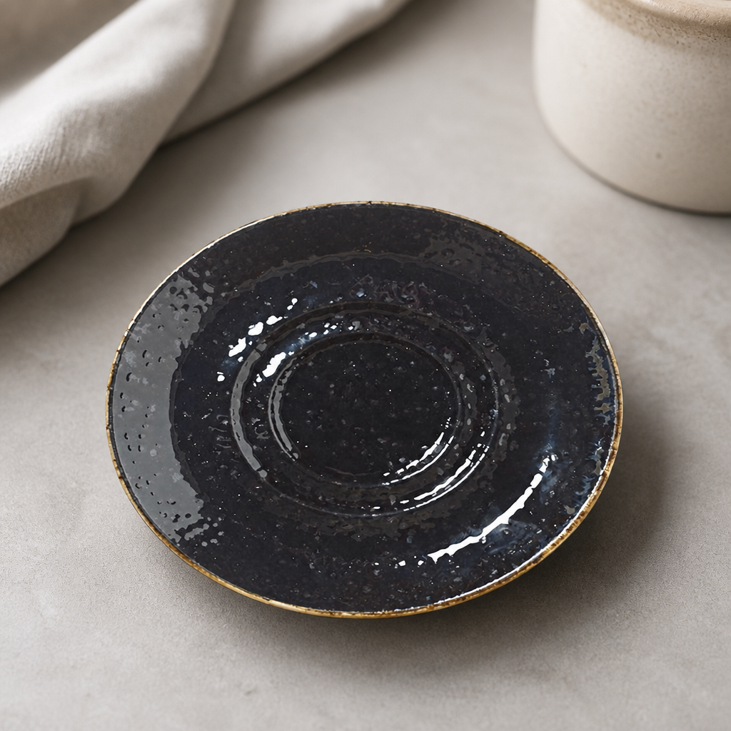 Small Double-Well Liquorice Saucers 118mm - 12 Pack