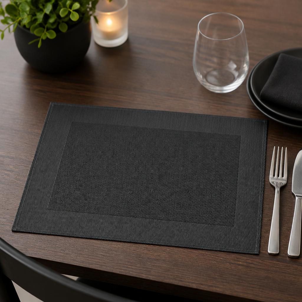 Commercial PVC Placemats 450x330mm Black 6 Pack