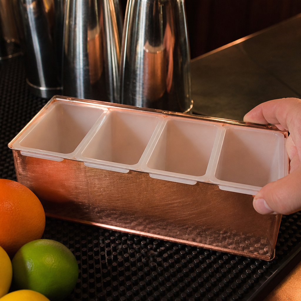 4 Compartment Condiment Holder Copper Plated