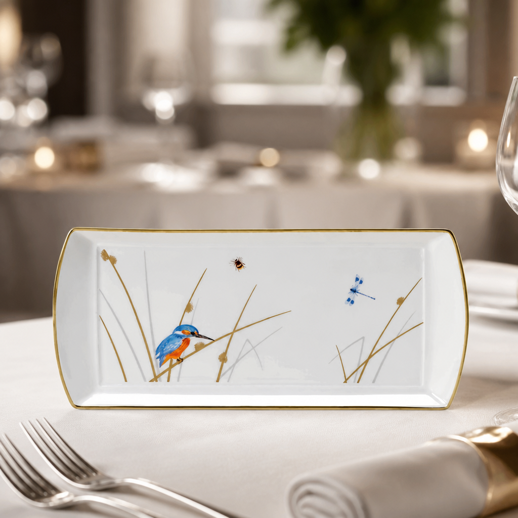 Commercial Rectangular Bone China Trays 340x150mm 12 Pack