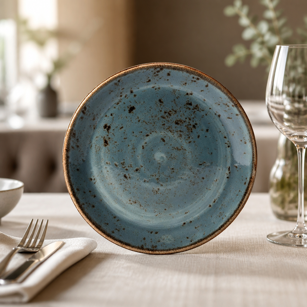 Commercial Blue Coupe Plates 300mm - 12 Pack Vitrified Ceramic