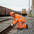 Premium High Visibility Rail Track Trousers with Waterproof Coating and Fully Taped Seams in Orange