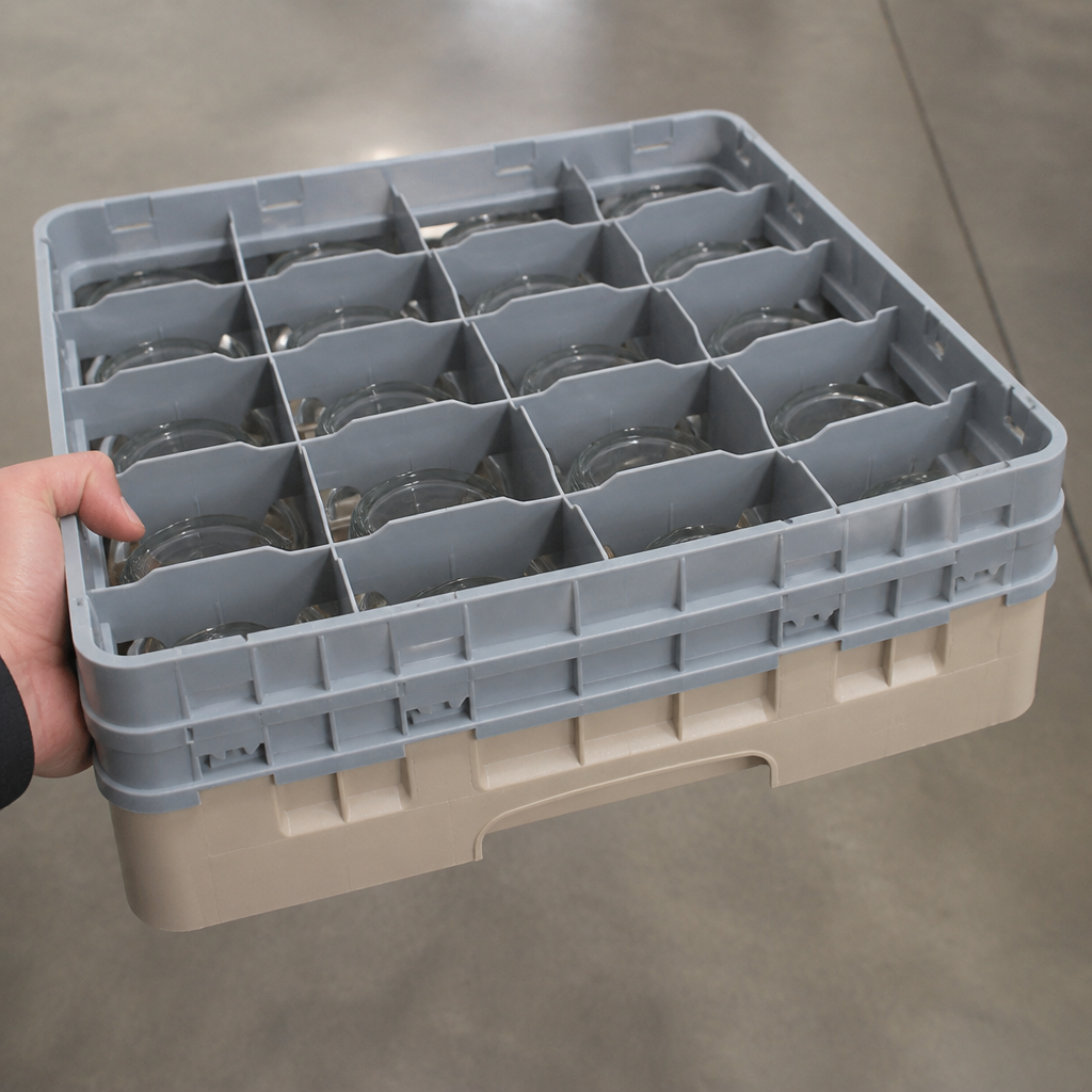 Commercial Glass Rack with 25 Compartments for Glassware