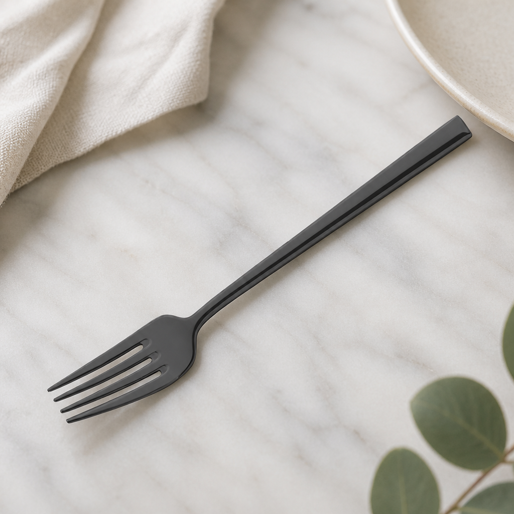 Commercial Black Dessert Forks Set of 12 Stainless Steel
