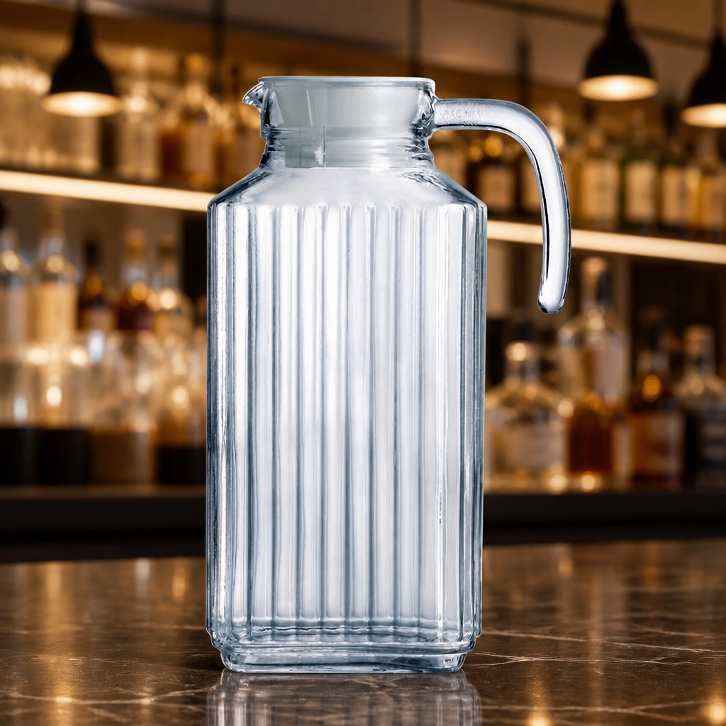 Commercial glass jug set with lid 1.7Ltr - pack of 6