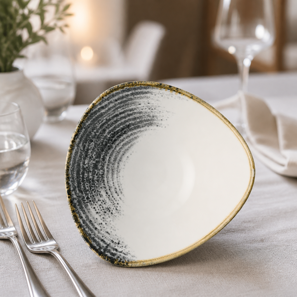Set of 12 stain-resistant commercial bowls 185mm 370ml